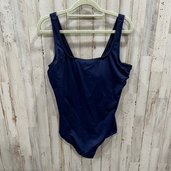 Lands End Navy Women's Tugless One Piece Swimsuit Chlorine Resistant 18 NWOT - Picture 1 of 5